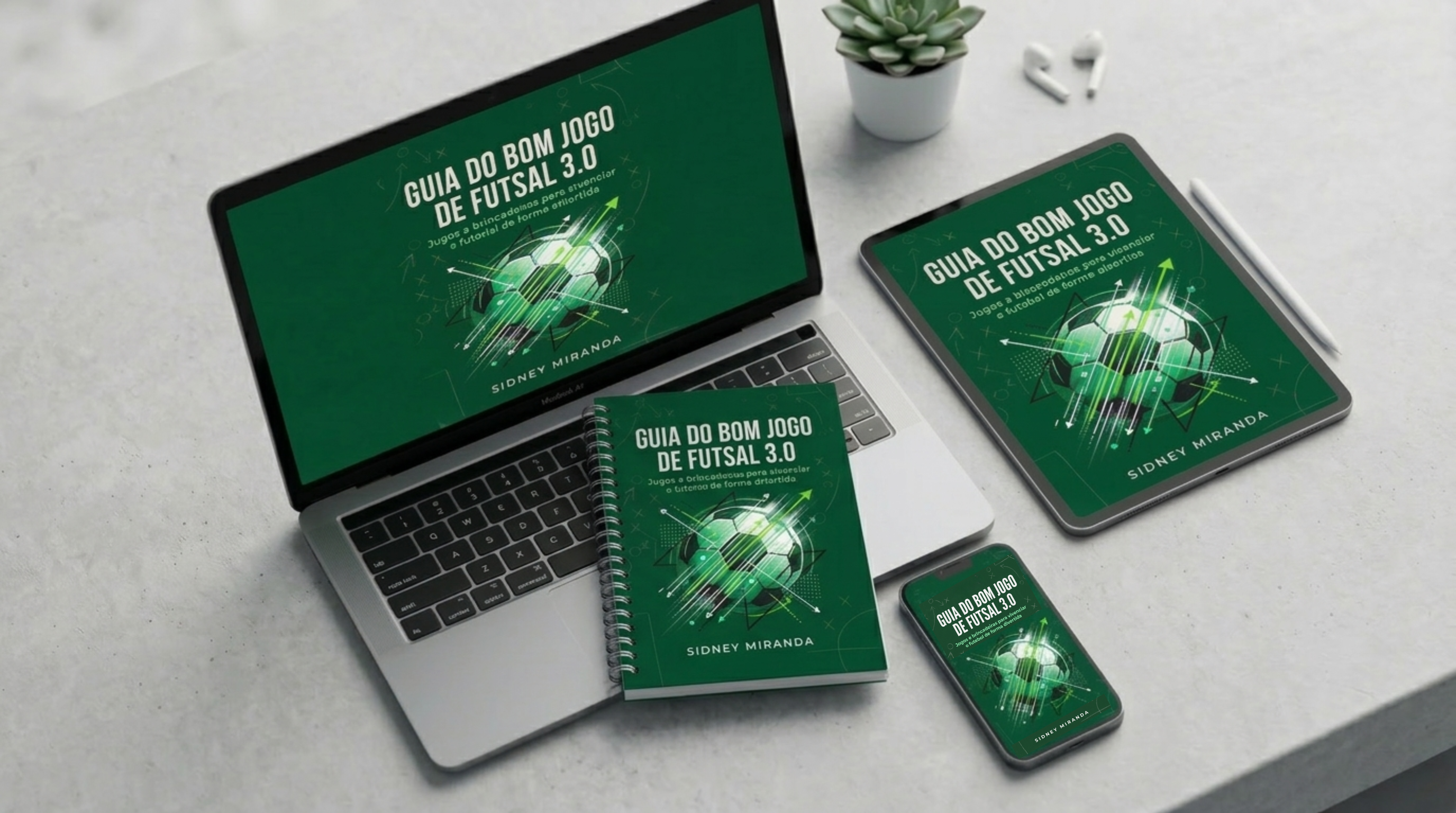 Guia do Bom Jogo de Futsal em notebook, tablet e celular